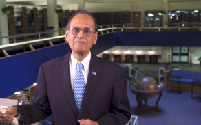 Environmental photo of President Tripathi. 