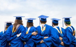 Students at UB's 2021 Commencement. 
